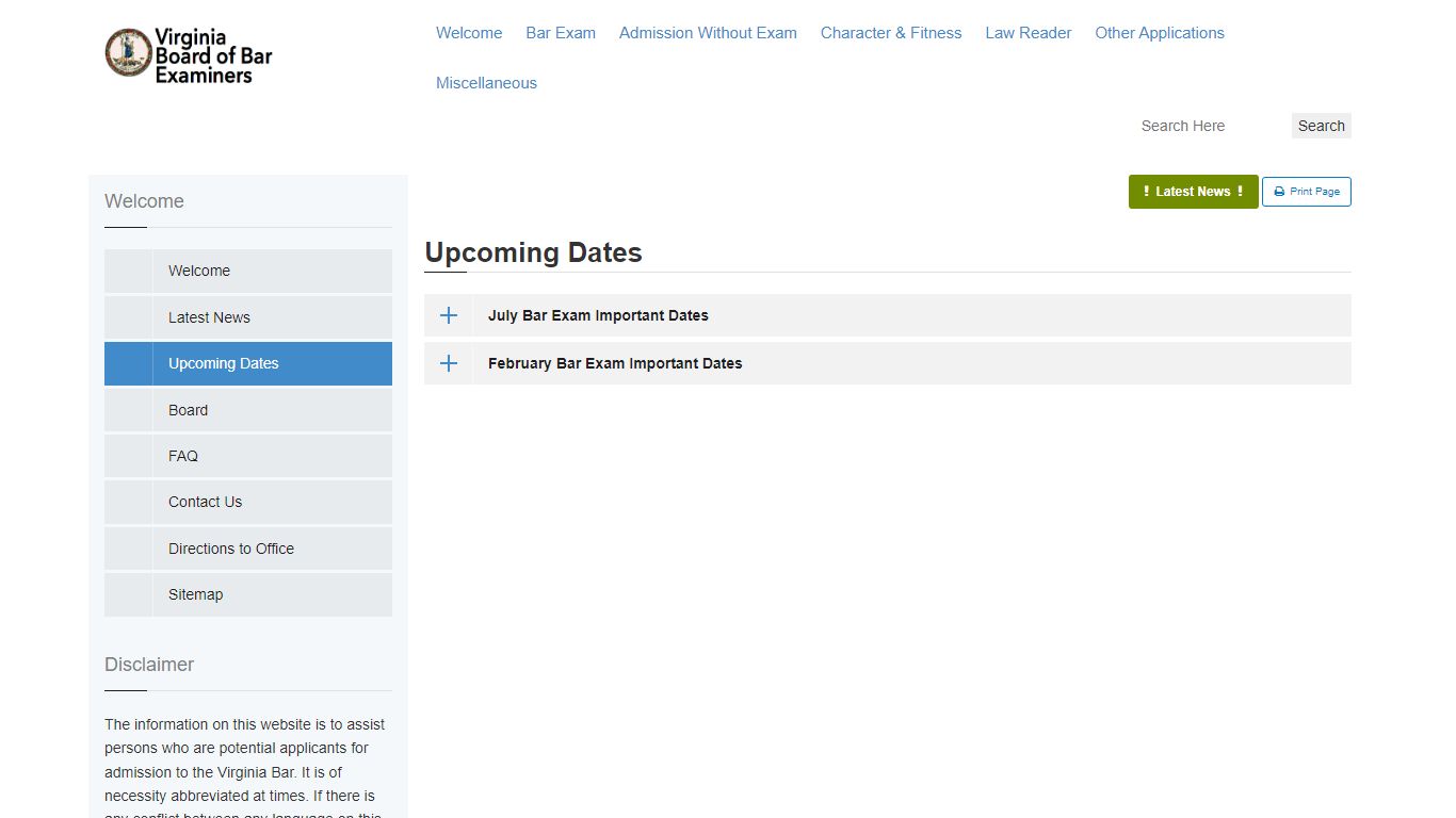 VBBE - Upcoming Dates - Virginia